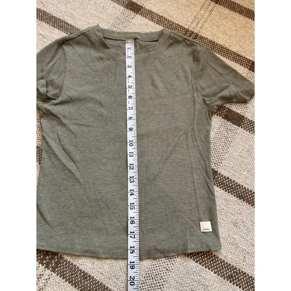Vuori Pose Fitted Tee Rib Knit Green Crop Women’s Small Short Sleeve Shirt - Picture 4 of 6